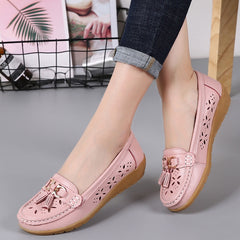 Women Flats Summer Women Genuine Leather Shoes With Low Heels Slip On Casual Flat Shoes Women Loafers Soft Nurse Ballerina Shoes