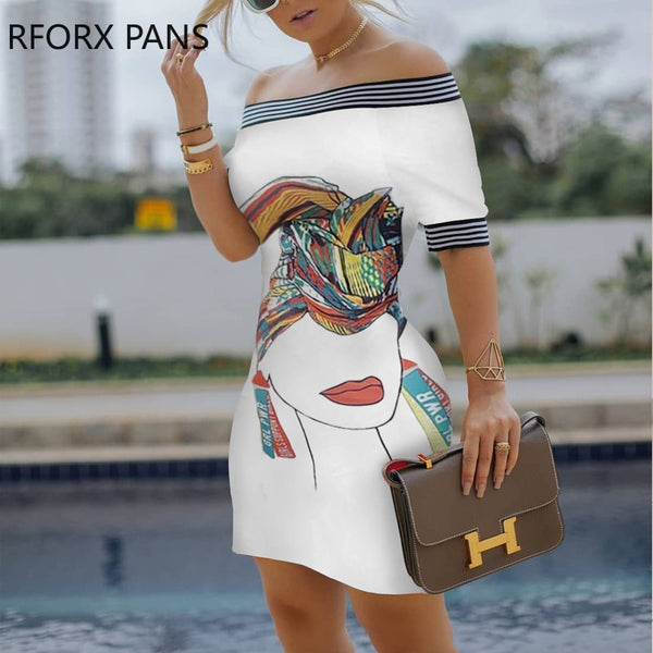 Women  Figure Print Striped Tape Bodycon Dress  Casual Dress  Elegant Fashion Chic Dress