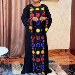 African Loose Women Plus Size Flare Sleeve Floral Print A-Line Dress Long Maxi Female Dresses Robe Vestiods Elegant 2019