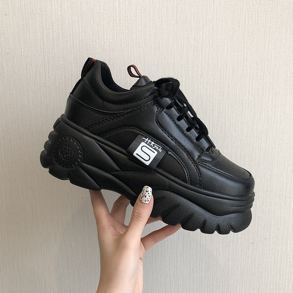 Hight Increase Ulzzang Women Casual Shoes Sneakers Platform Wedges High Heels Flats Loafers Ladies Creepers Trainers