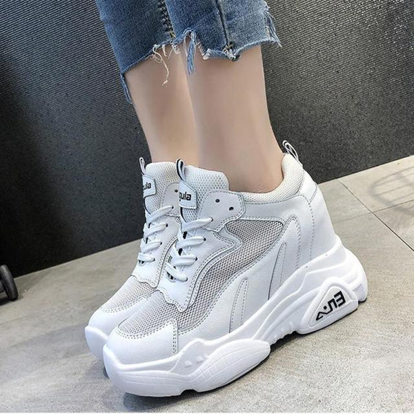 Hight Increase Ulzzang Women Casual Shoes Sneakers Platform Wedges High Heels Flats Loafers Ladies Creepers Trainers