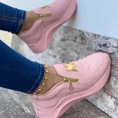 2021 Women Flats Platform Shoes Women Elegant Genuine PU Shoes Woman Spring Casual Zipper Flat Shoes Women Non Slip Shoes